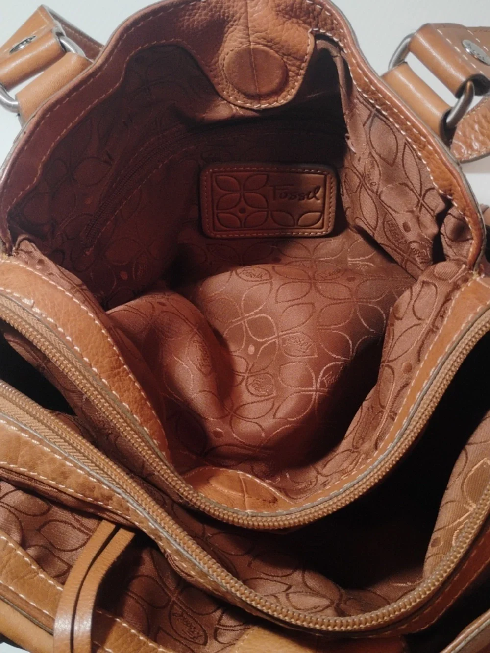 Fossil Vintage Cognac Leather Hobo With Wallet 2 Pieces For One Price - Picture 10 of 11